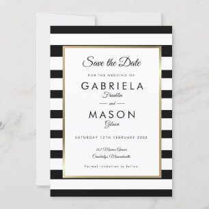 Convites Modern Classic Stripe Wedding Salvar a Data