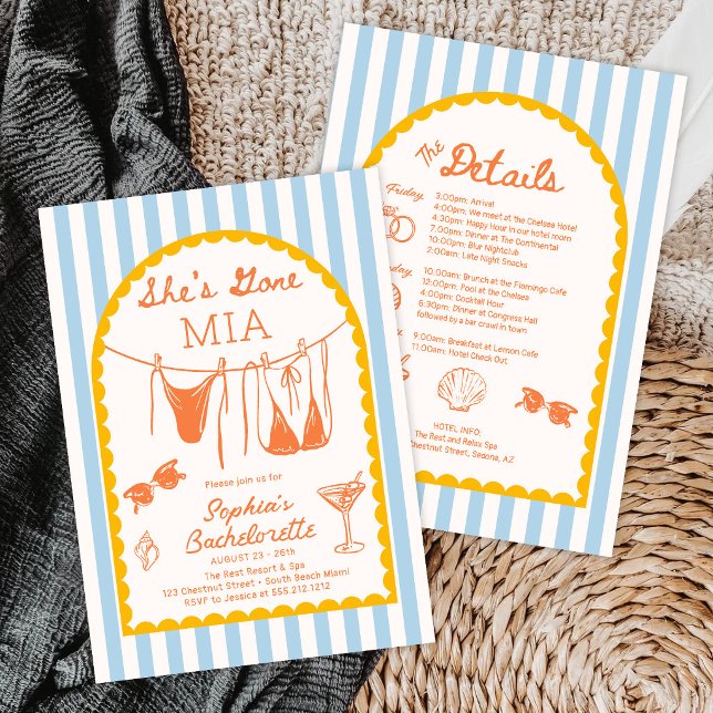 Convites Modern Coastal Bachelorette Party Itinerary (Criador carregado)