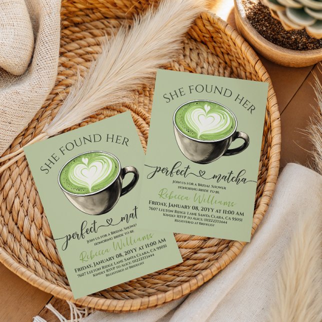 Convites Modern Coffee Theme Perfect Matcha Bridal Shower (Criador carregado)