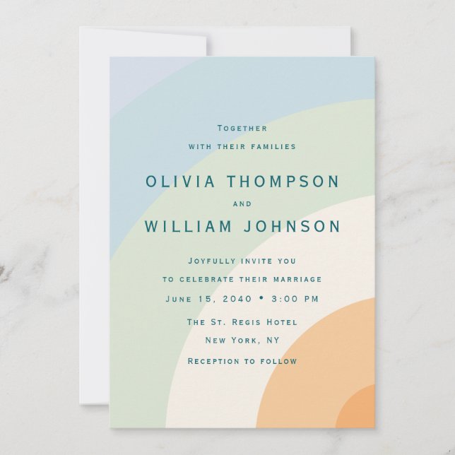 Convites Modern Color Block Wedding Invitation (Frente)