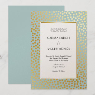 Convites Modern Confetti Bolinhas Mint e Dourado