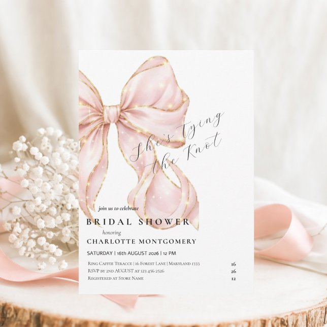 Convites Modern Coquette Pink Bow Bridal Shower (Criador carregado)
