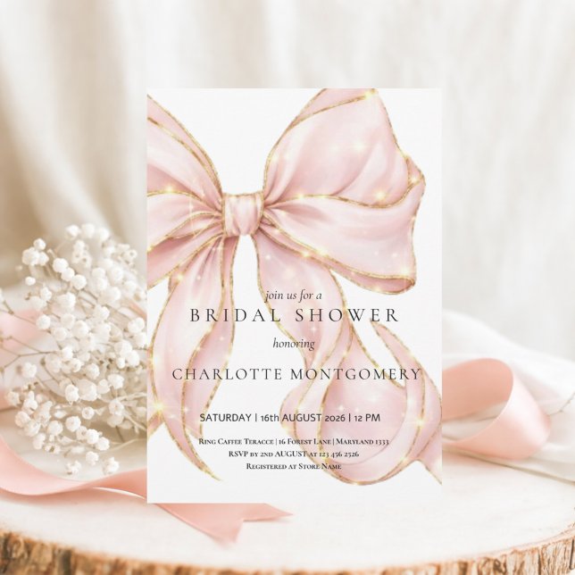 Convites Modern Coquette Pink Bow Bridal Shower (Criador carregado)