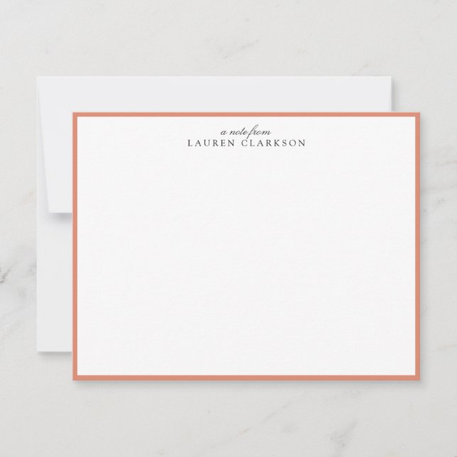 Convites Modern Coral Frame Personalized Note Card (Frente)