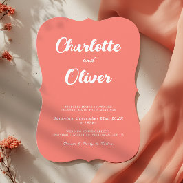 Convites Modern Coral Union Script Decorative Wedding