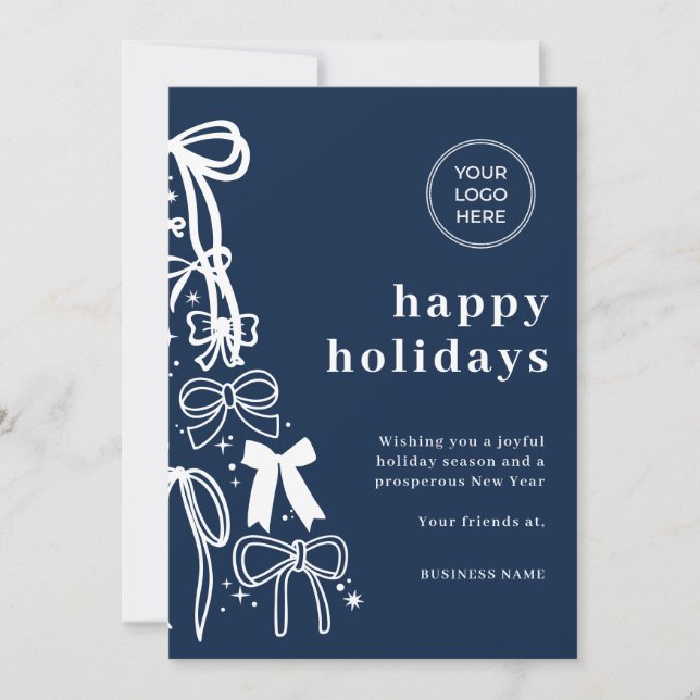 Convites Modern Corporate Blue Christmas Holiday Card (Frente)