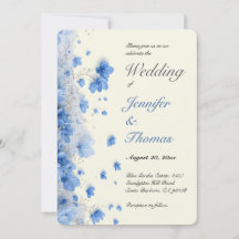 Modern Cottagecore Ivory Blue  Wildflowers Wedding