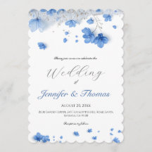 Modern Cottagecore Soft Blue Wildflowers Wedding