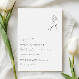 Convites Modern Couple Drawing Romantic Wedding