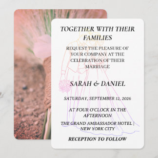 Convites Modern Couple Line Art Wedding Invitation | Rustic