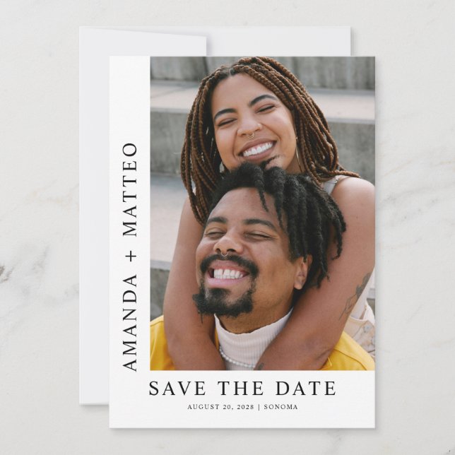 Convites Modern Couple Photo Save the date (Frente)
