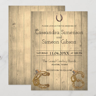 Convites Modern Cowboy, Dia de Casamento Russo da Madeira