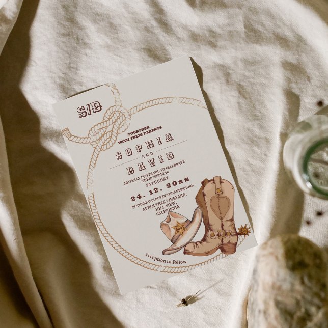 Convites Modern Cowboy Western Wedding  (Criador carregado)