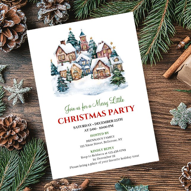 Convites Modern cozy Christmas scene festive dinner invite (Modern cozy Christmas scene festive dinner invitation)