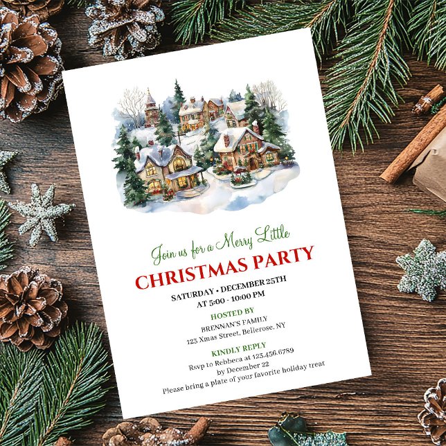 Convites Modern cozy Christmas scene holiday celebration  (Modern cozy Christmas scene holiday celebration invite)
