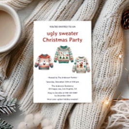 Convites Modern Cozy Ugly Sweater Festa de Natal