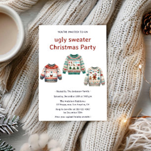 Convites Modern Cozy Ugly Sweater Festa de Natal