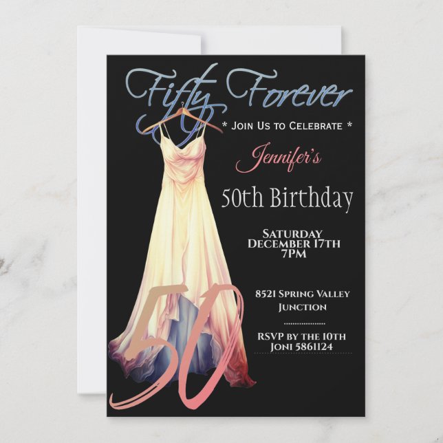 Convites Modern Cream Black Digital Art 50º (Frente)