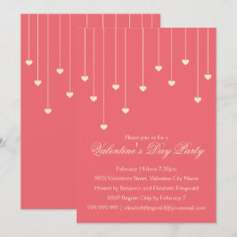 Convites Modern Cream Hearts on Coral Red Dias de os namora