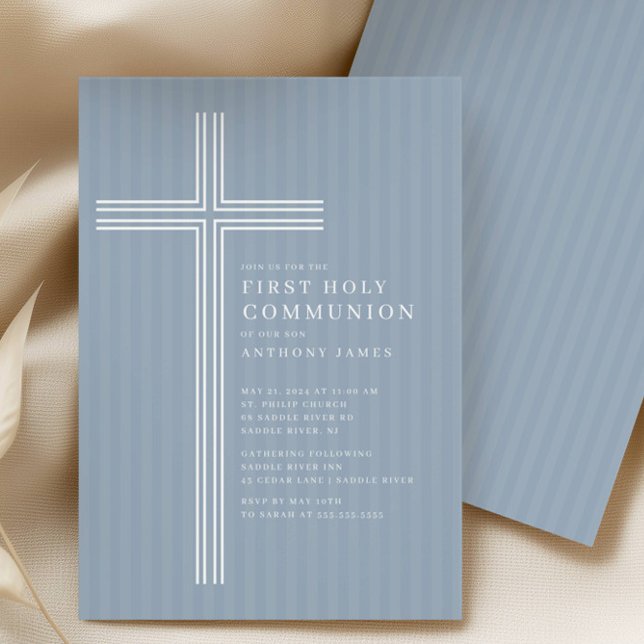 Convites Modern Cross Holy Communion Invitation (Criador carregado)