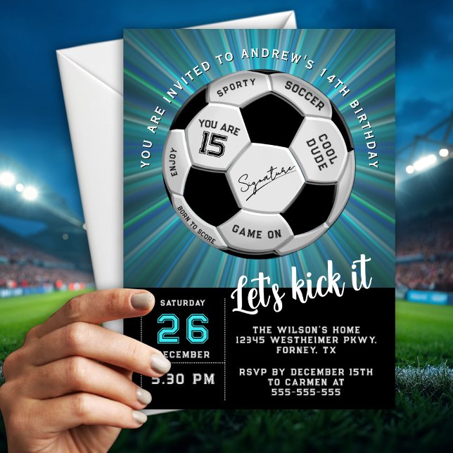 Convites Modern Custom Soccer Ball  Birthday Fully Editable (Criador carregado)