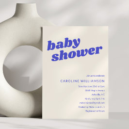 Convites Modern Cute Blue White Retro Baby Shower