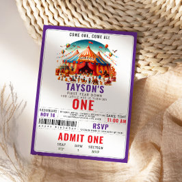 Convites Modern Cute Circus Carnival Festival 1st Birthday