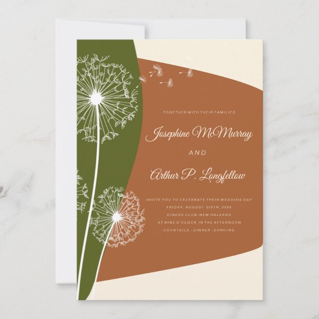 Convites Modern Dandelion Wedding (Frente)