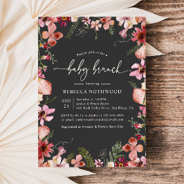Convites Modern Dark Boho Florals Greenery Baby Brunch