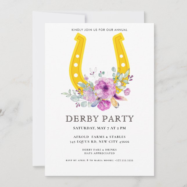 Convites Modern  Derby Party  (Frente)