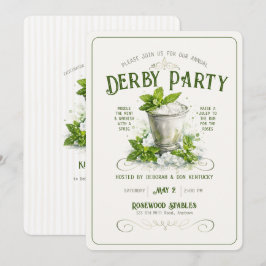 Convites Modern Derby Party Watercolor Mint Julep Elegant