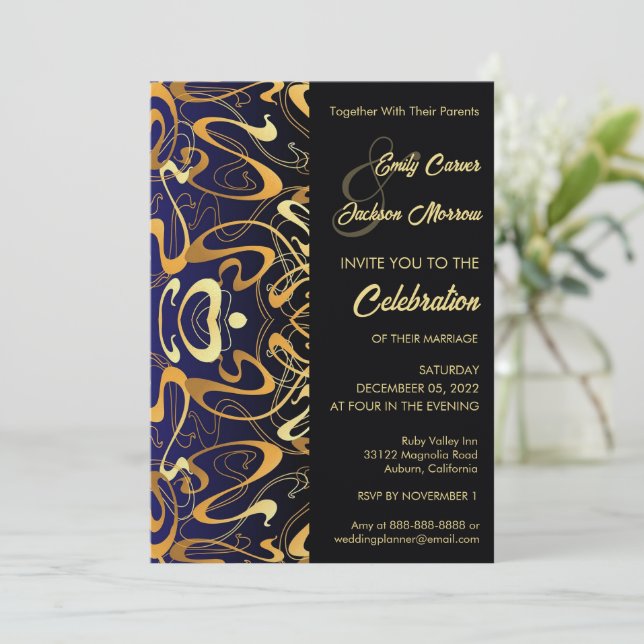 Convites Modern Design Wedding Invitation (Em pé/Frente)