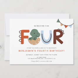 Convites Modern Dinossaur 4º Festa de Aniversário