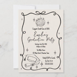 Convites Modern doodle Graduation Invitation