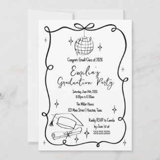 Convites Modern doodle Graduation Invitation