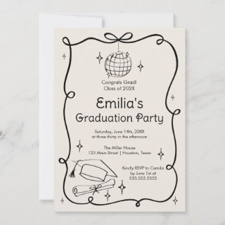 Convites Modern doodle Graduation Invitation