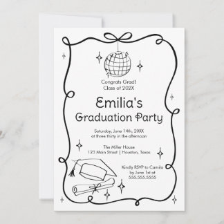Convites Modern doodle Graduation Invitation