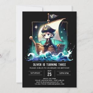Convites Modern Dreamy Pirate Birthday