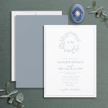 Convites Modern Dusty Blue Leafy Crest Monograma Weding Inv<br><div class="desc">Estamos adorando este moderno convite de casamento azul empoeirado! Simples, elegante e tão bonito, ele apresenta uma coroa desenhada à mão rodeando um monograma moderno de casamento. É personalizado em tipografia elegante, e acentuado com caligrafia manuscrita. Por último, é cortado num quadro delicado. Pacote de exibição aqui: https://www.zazzle.com/collections/dusty_blue_leafy_crest_monogram_wedding_invitation-119130199045408312 Entre em...</div>