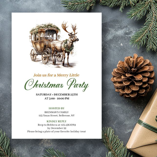 Convites Modern Earthy Colors Christmas Deer Celebration (Modern Earthy Colors Christmas Tree Celebration)