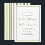 Convites Modern Earthy Olive Green Wedding Invitation<br><div class="desc">Trending olive green wedding invitation for a modern elegant wedding celebration. This sophisticated minimalist design blends modern botanical and quiet luxury aesthetics, perfect for the refined modern bride planning a chic garden, vineyard, or coastal ceremony. Style with olive linen napkins, gold flatware, and striped envelope liners for a timeless editorial...</div>