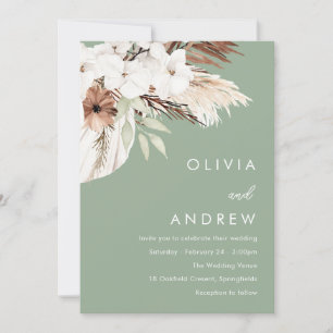 Convites Modern Earthy Sage Boho Wedding