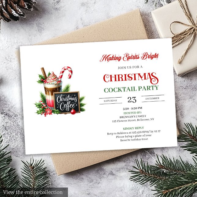 Convites Modern editable Christmas cocktails party invite (Modern editable christmas cocktails party invitation

)