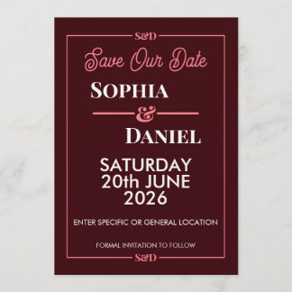 Convites Modern Editable Wedding Save The Date Card
