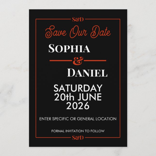 Convites Modern Editable Wedding Save The Date Card (Frente)