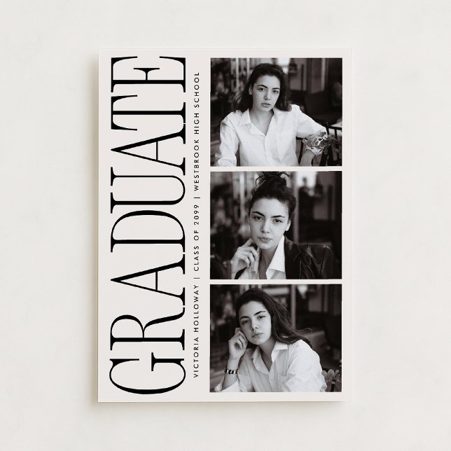 Convites Modern Editorial Typography Graduate Announcement (Criador carregado)