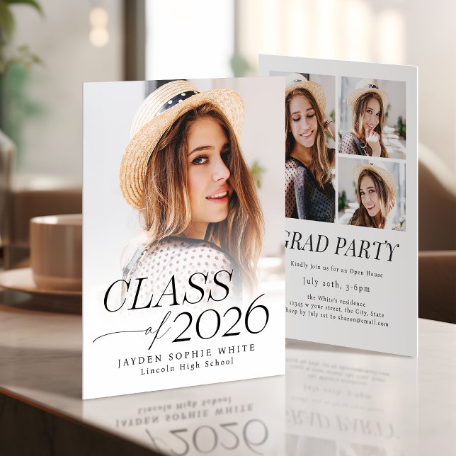 Convites Modern Elegance Class of 2026 Photo Graduation (Modern Elegance Class of 2026 Photo Graduation Invitation)