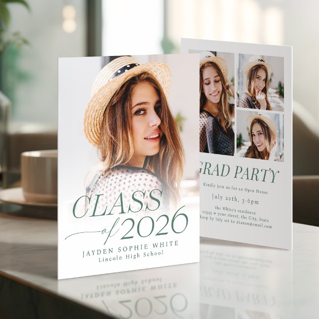 Convites Modern Elegance Class of 2026 Photo Graduation (Modern Elegance Class of 2026 Photo Graduation Invitation)