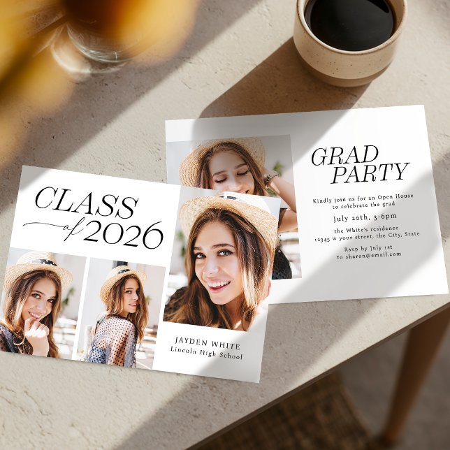 Convites Modern Elegance Class of 2026 Photo Graduation (Modern Elegance Class of 2026 Photo Graduation Invitation)