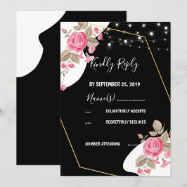 Convites Modern Elegance Pink Floral Light RSVP